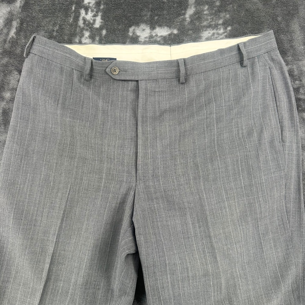 Brooks Brothers 346 WOOL Dress Pants Grey Pinstripe Wool Stretch  Men's 42x31 - Picture 2 of 9